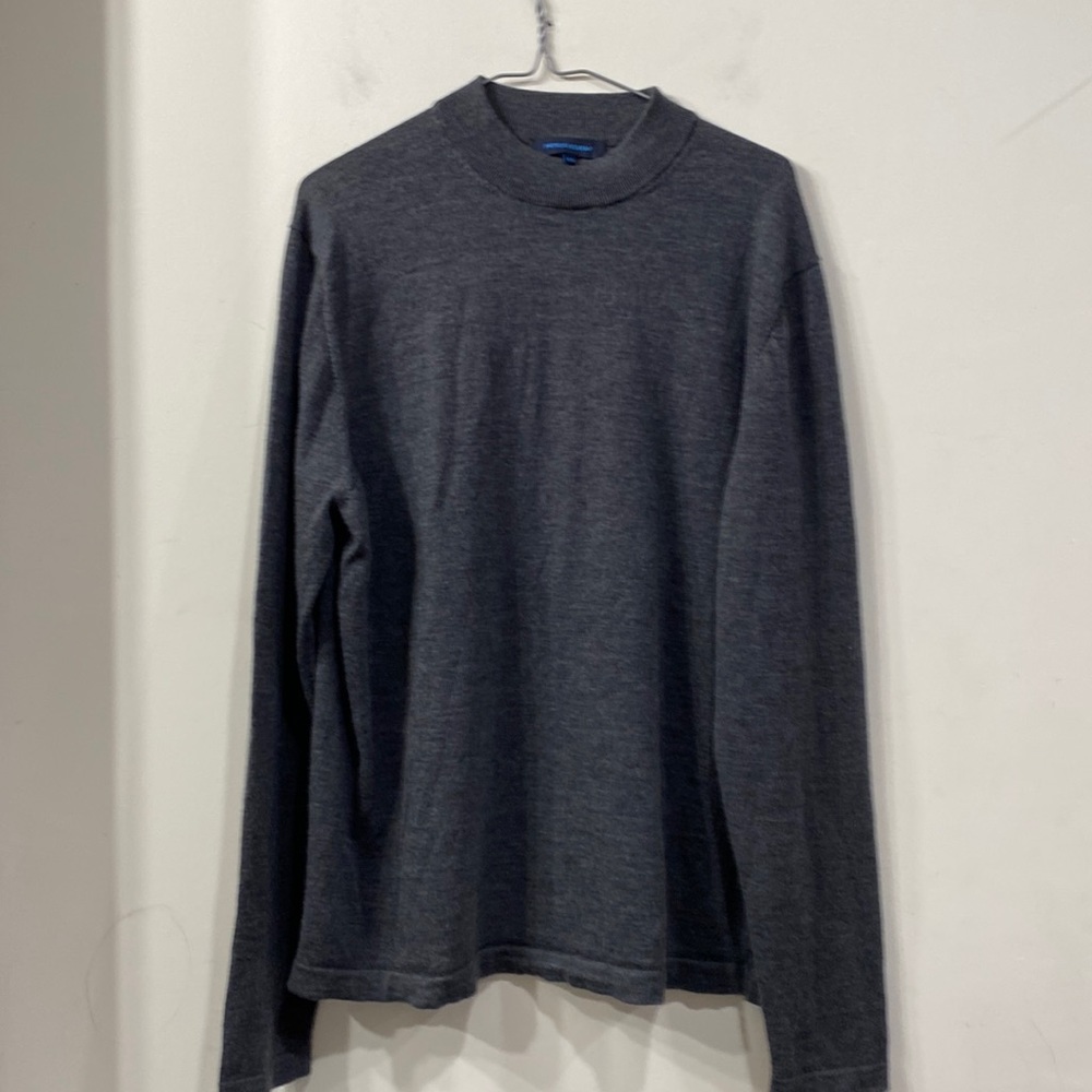 Patrick Assaraf Fine Merino Wool Heather Grey Crew Neck Sweater size XXL